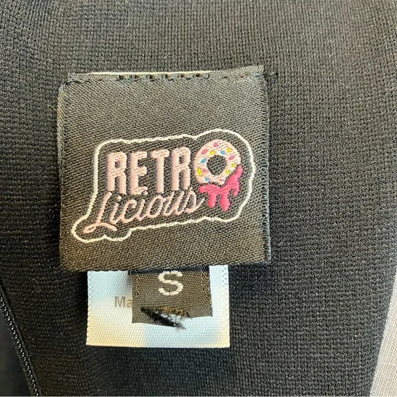 SOLD Retrolicious Black Stretch Knit Sleeved V Neck Midi Pencil Dress Small - Picture 8 of 9